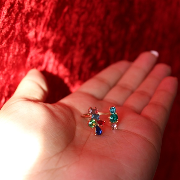 Gemstone Cluster Cuff Ring (I Take Offers!) - Picture 3 of 8